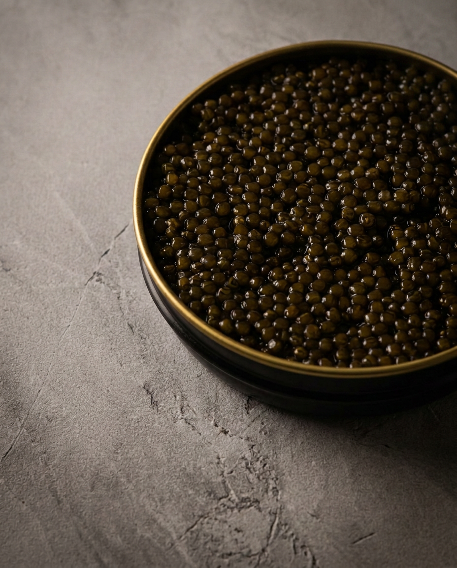 Caviar sobre fondo oscuro